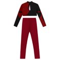 thumbnail image 4 of YiZYiF Kids Girls Athletic Set 2Pcs Sports Gym Suit Outfit Cutout Back Crop Top with Leggings Jogger Set Burgundy 8, 4 of 5