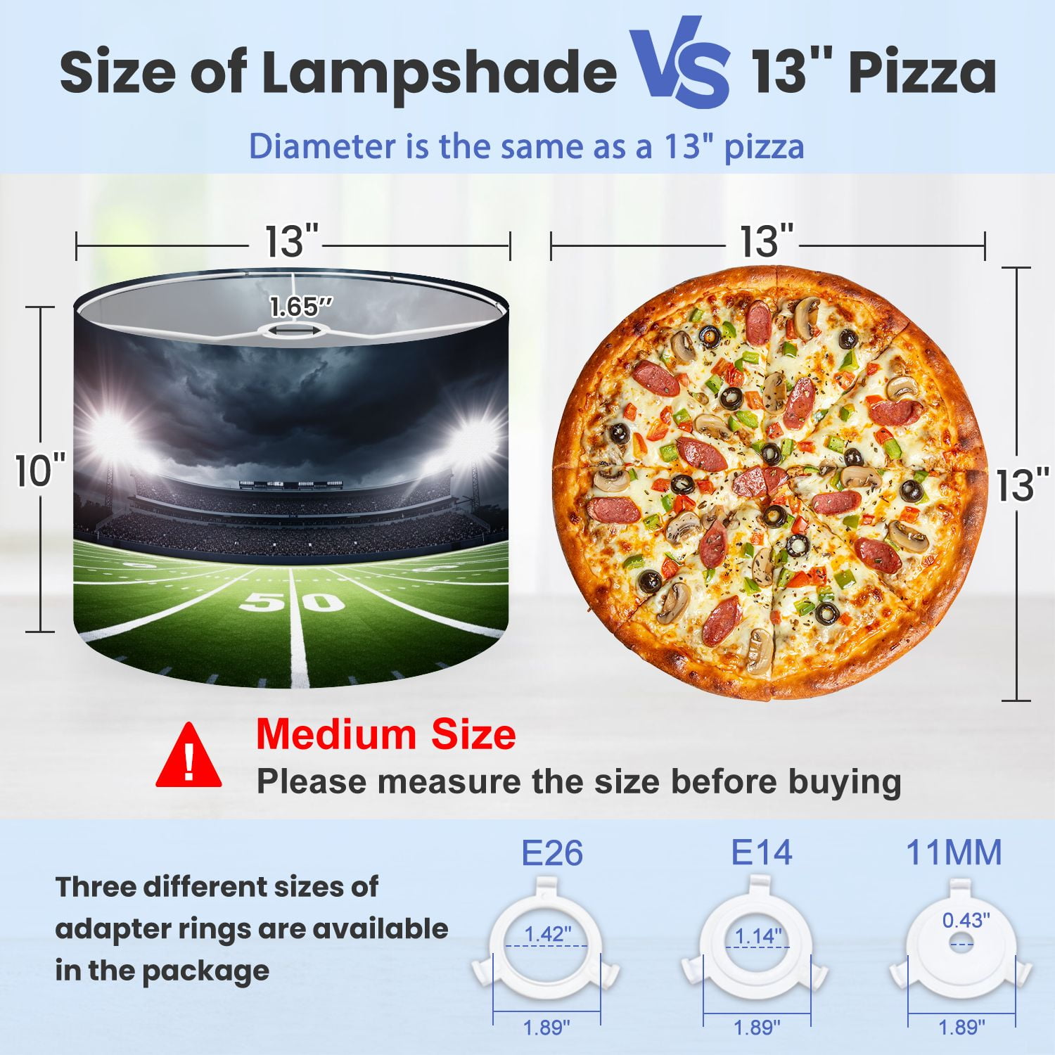 Lampshades 2 Pack American football satdium 13"x13"x10" Light Shade for Table Lamps Floor Lamps Drum Lamp Shades Lampshade Replacement Kids Room Nursery Game Room Man Cave Decor Easy Assembly