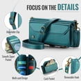 thumbnail image 6 of Crossbody for iPhone 14 Case Wallet【RFID Blocking】with 7-Card Holder Zipper Bills Slot, Soft PU Leather Magnetic Shoulder Wrist Strap for iPhone 14 Wallet Case Women, 6 of 15