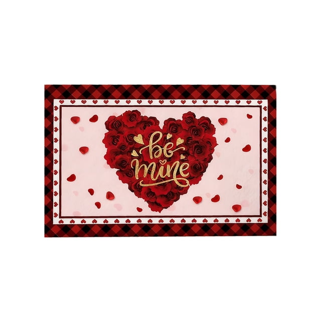 Alfombrillas de Bienvenida para la Puerta Delantera 60x40cm Día de San Valentín Alfombrilla de Entrada en Forma de Corazón Decoración de la Puerta Delantera Del Hogar