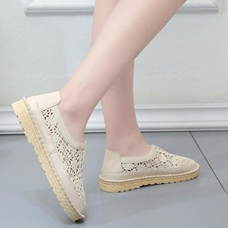 

Homadles Women Flat Sandals- on Clearance Flats Hollow Casual Lace Flower Breathable Sandals Beige Size 4.5