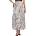 thumbnail image 7 of Tulle Skirts for Women Elastic High Waist Pleated Midi Skirt Layered Polka Dots Print Skirt Mesh A-Line Swing Skirt, S-2XL, 7 of 7