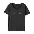 thumbnail image 3 of Camiseta de verano con cuello redondo para mujer, para acampar, vacaciones, oficina, viajes en la calle Gris, 3 of 7