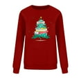 thumbnail image 4 of asdoklhq Christmas V Neck Sweaters for Women Round Neck Hoodless Christmas Printed Casual Loose Sweatshirt Wine 2X, 4 of 6