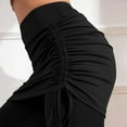 thumbnail image 6 of Womens Ruched Skirted Leggings High Waist Tennis Skorts Capris Tie Side Golf Tennis Gym Legging with Mini Skirts Black, S, 6 of 7