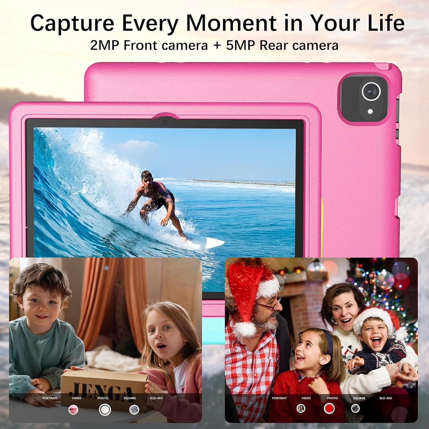 Kids Tablet with Strap, Android 14 Tablet for Kids 10 inch , Toddler Tablet Octa-Core 64GB 1TB Expandable, Children's Tablet with Case, Bluetooth WiFi Parental Control Dual Camera, 12-hr battery
