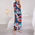 thumbnail image 3 of Picia Starry Sky Colorful Donut Pattern Women’s Long-Sleeve Sleepwear Set - Soft 2-Piece Loungewear with Pockets, Comfy PJs for Relaxing Nights-XX-Large, 3 of 7