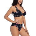 thumbnail image 6 of PAYOHTO Women's Cross Front Bikini Set with High Elasticity Soft Padding Floral Pattern Balck Bathing Suit Crop Top Swimsuit, 6 of 9