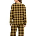 thumbnail image 4 of Womens Pajama Set Summer Plaid Print Breathable Sleepwear with Pants Casual Crew Neck Long Sleeve Pajamas Womens Summer Pajamas, 4 of 7