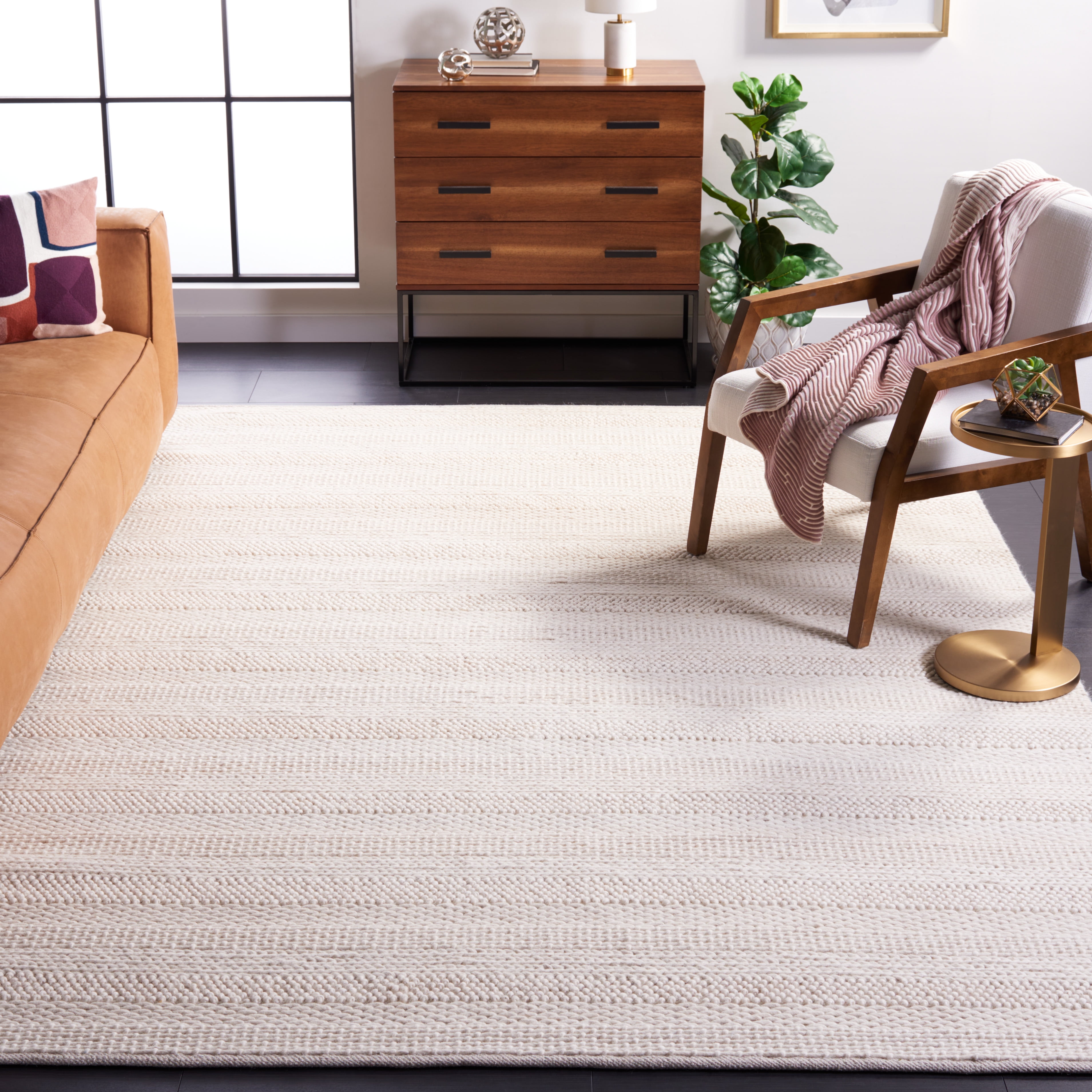SAFAVIEH Natura Hester Striped Wool Area Rug, Ivory, 8' x 10'