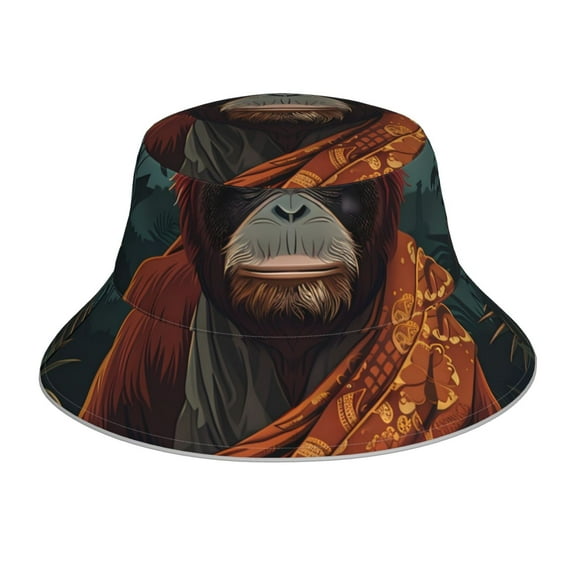 Balery Banana Leaf Meditating Gorilla Sun Hats for Men Women Bucket Hat UPF 50  Buckey Hat Boonie Hat Foldable UV Protection Hiking Beach Fishing Summer
