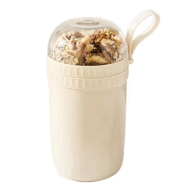 Vaso de Desayuno Portátil A Prueba de Fugas de 520 Ml con Cuchara para Yogur, Ensalada y Cereales.