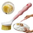 thumbnail image 3 of Handheld Long-Handle Dish Brush, Nylon Bristle Kitchen Scrubber, Versatile Pot and Pan Cleaning Tool, Scouring Brush with Hanging Hole, Pink 3PCS, 3 of 5