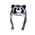 thumbnail image 1 of Gorro de peluche perfecl con orejeras para niños y niñas, divertido, Mapache gris, 1 of 8