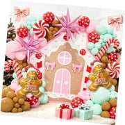 SKYSONIC Christmas Arch Kit Gingerbread Balloon Arch Kit with Brown Red , Candy, Ornaments, Explosion-Star, Gingerbread Foil for Xmas Party De