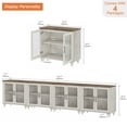 thumbnail image 4 of 4-in-1 TV Stand, Wood Console Table Storage Cabinet for Living Room, Kitchen Sideboard Buffet Cabinet With Glass Door for Dining Room, Rustic White, 4 of 7