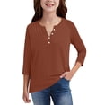 thumbnail image 5 of YunPes Unisex Kids 3/4 Sleeve Henley Shirts Dressy Button up V Neck Raglan Tops Loose Plain Fashion Blouse for Girls 3‐14 Years, 5 of 5