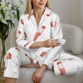 thumbnail image 6 of Pajama Sets for Women 2 Pcs, Simple Wine Glasses Wine Bottle Button Down Long Sleeve Sleepwear Lounge PJ Sets, 6 of 6