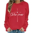 thumbnail image 5 of SYMOID Womens Red Christmas Festive Cross Heart Graphic Sweatshirt - 100% Polyester Loose Fit Round Neck Long Sleeve Religious Casual Pullover,Size XL, 5 of 5