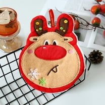 Red Coral Fleece Christmas Hand Towel 8.66x8.3in, Hanging Kitchen Bathroom Towel with Festive Prints, Kids Soft Absorbent Towel & Christmas Gift