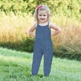 thumbnail image 3 of Odeerbi Toddler Girls Cute Jumpsuit Summer Breathable Overall Pants Kids Boys Fashion Imitation Denim Print Suspenders Romper Blue, 3 of 5