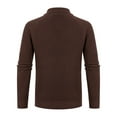 thumbnail image 3 of Rohuuque Men's Knit Collared Shirts Long Sleeve Solid Color Knitted Sweater Button Silm Basic Layer Pullover Sweater Coffee, 3 of 8