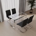 thumbnail image 3 of 51-Inch Tempered Glass Dining Table Set for 4 with Sturdy Silver-Plated Legs, Modern Rectangular Kitchen Table & PU Upholstered Armless Chairs for Space-Saving Contemporary Dining, 3 of 9