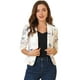 thumbnail image 1 of Chaqueta abierta de la chaqueta del traje de la cosecha del trabajo de la oficina del frente de las mujeres Blanco-floral XS, 1 of 6