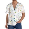 thumbnail image 1 of Balery Cute Tennis Rackets Camisa Casual de Manga Corta con Botones para Hombre, Texturizada, Estilo Cubano, para Playa, Verano-XX-Large, 1 of 5
