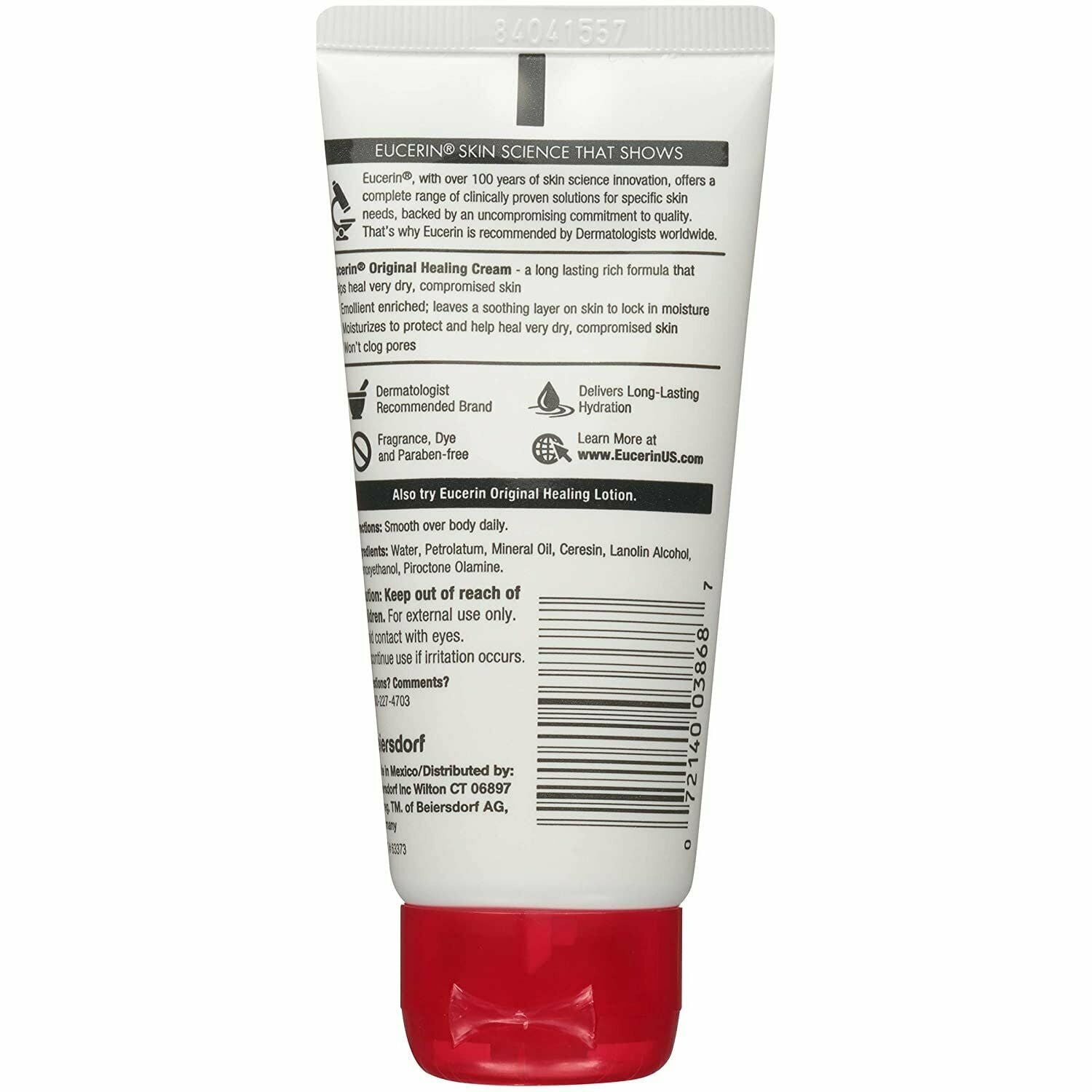 Eucerin Original Healing & Emollient Enriched Creme For Extremely Dry Compromised Skin, Fragrance-Free, 2 oz, 18-Pack