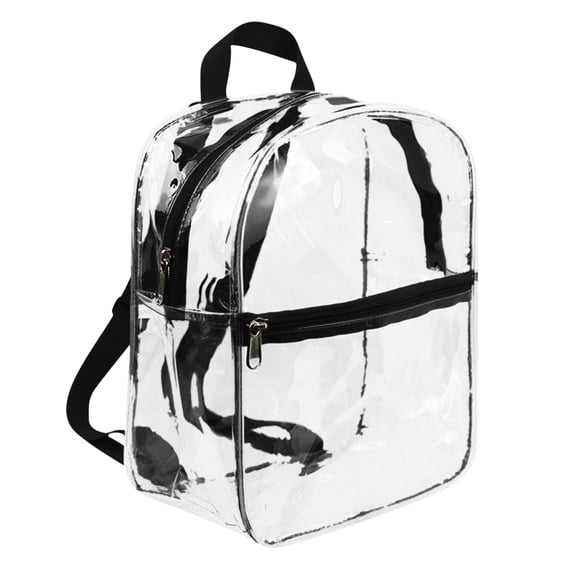 Tgbvmt Transparent Mini Backpack Stadium Approved PVC Clear Backpack Adjustable Shoulder Strap Lightweight Durable Student Backpack for School Travel Security Checkpoint Daily Use Easy Clean