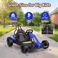 thumbnail image 2 of Funcid 24V 10Ah Big Battery Go Kart for Kids Age 6-12, Ride on Toys with 600W Motors, 7.5 MPH Electric Go Kart W/ EVA Wheels, 4-Level Adjustable Seat & 360° Drift Mode, LED Power Display, Blue, 2 of 7