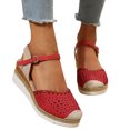thumbnail image 5 of Women's Summer Casual Hollow-out Sandals With Wedge Toe Sandals for Women Red 40, 5 of 8