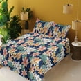 thumbnail image 2 of Ambesonne Floral Fitted & Flat Sheet with Sham 3 Pcs Set, Watercolor Effect Flowers, Twin XL, Navy Blue and Laurel Green, 2 of 5