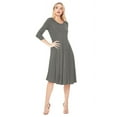 thumbnail image 2 of Women's Loose Fit 3/4 Sleeve Round Neck Jersey Knit A-Line Solid Midi Dress, 2 of 4