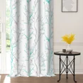 thumbnail image 3 of Lfeey Teal Grey Tree Branch Blackout Curtains 2 Panels 63 Inches Long, Thermal Insulated Room Darkening Grommet Top Drapes For Living Room, 3 of 7