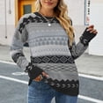 thumbnail image 5 of Women Sweater Long Sleeve Color Block Patchwork Crewneck Loose Pullover Knitted Top for Winter Autumn Black M, 5 of 6