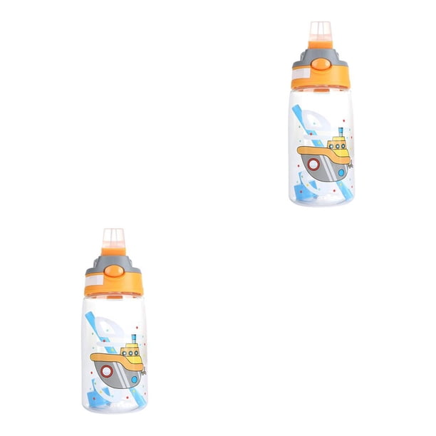 Monstrate Botella de agua con pajita de 480ML para entrenamiento de gimnasia, bebidas para beber, dibujos animados para adultos y niños, para amarillo tipo 3 2Conjunto