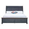 thumbnail image 2 of Queen Size Platform Bed Frame, Bridgevine Home Americana Sleigh Bed with Two Drawers,Wood Slats Support with Corduroy Blue Finish, 2 of 7