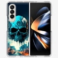 thumbnail image 1 of MUNDAZE Samsung Galaxy Z Fold 4 Blue Apocalypse Cyberpunk Skull Feather Double Layer Phone Case Cover, 1 of 5