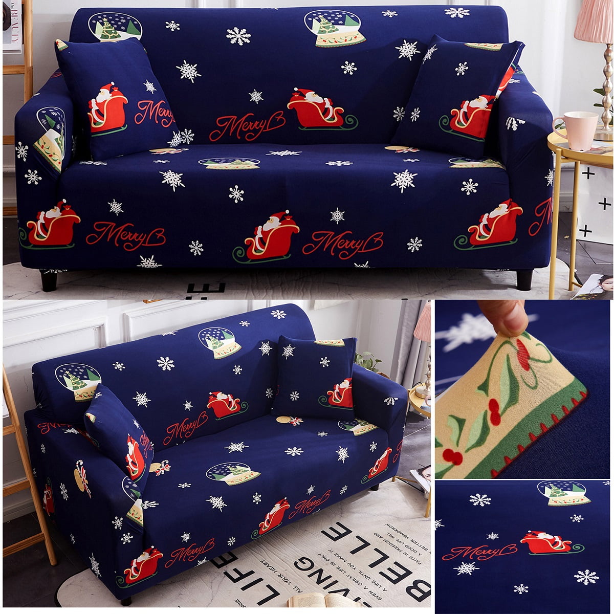 Christmas 3D Couch Sofa Lounge Covers Recliner 1 2 3 Seater Dining Chair Cover 
