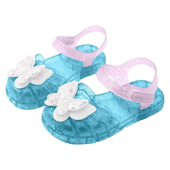 UngA Dress Shoes for Girls Girls Leather Soft Closed Toe Princess Flat Shoes Summer Sandals(Toddler/Little Kid) Flower Girl Sandals(Blue,Size 8.5)