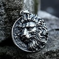 thumbnail image 2 of HOOUN Powerful Lion King Pendant Stainless Steel Lion Head Chain Necklace Fashion Gift, 2 of 4