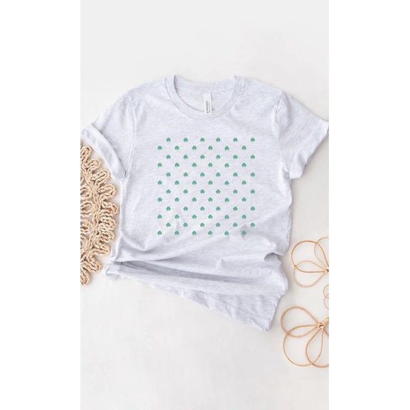 St Patricks Day Shamrock Grid Graphic Tee T-Shirt