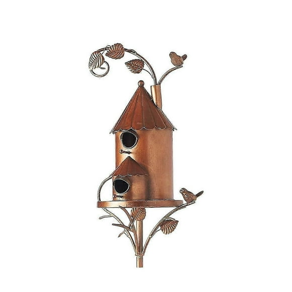 Garden Bird House with Pole Metal Bird Feeders Garden Stakes Bird Houses for Courtyard Backyard Pat-As Shown-