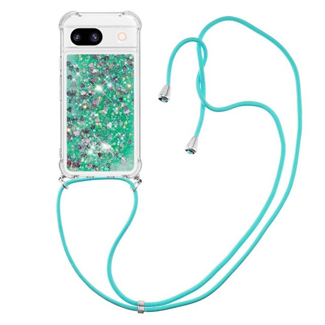 Funda FOXDOCK para Google Pixel 8A con Cuerda Ajustable, Brillo Líquido, Protección Antigolpes y Lente – Ideal para Regalo