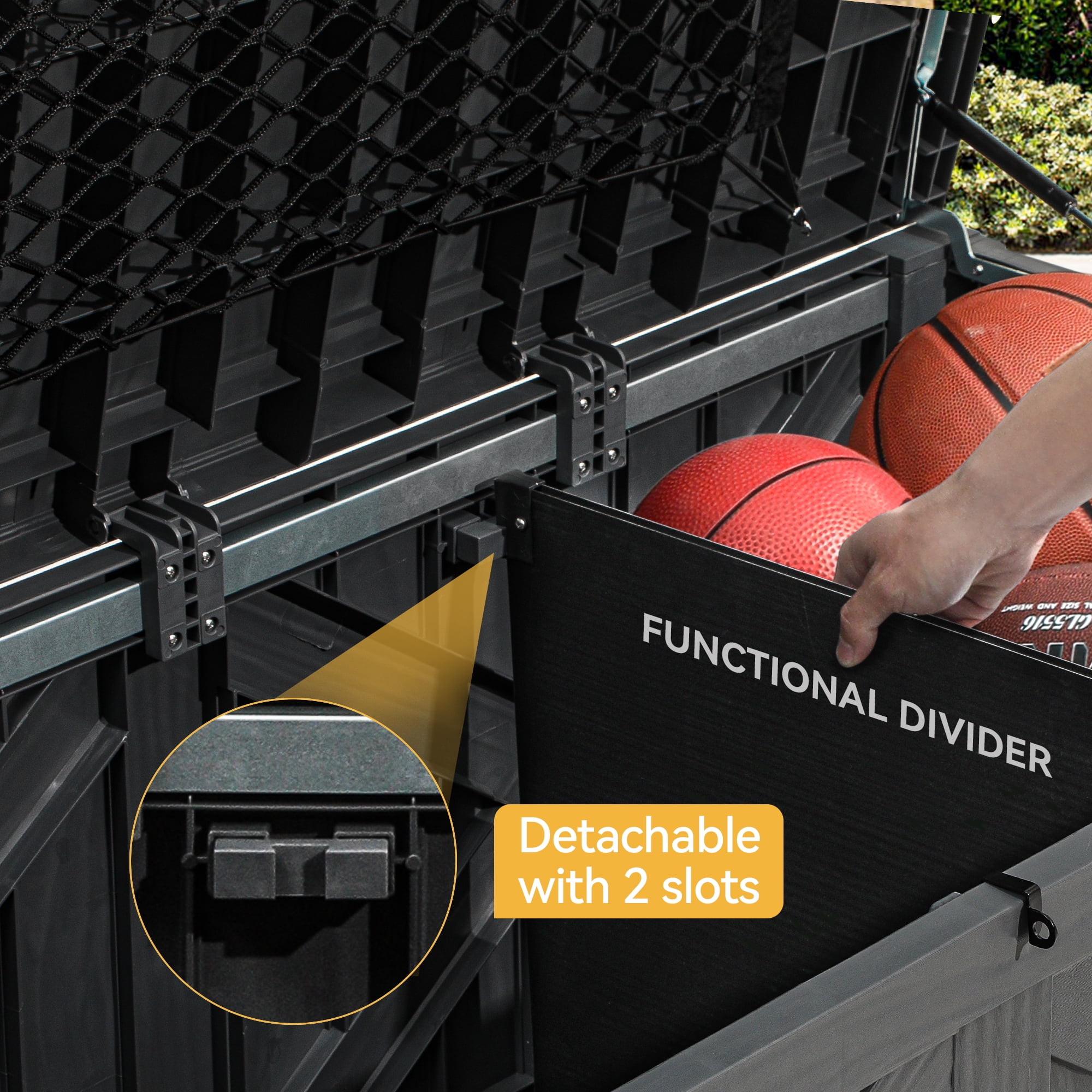 Dextrus 120 Gal Large Resin Deck Box, Waterproof&Lockable,Black
