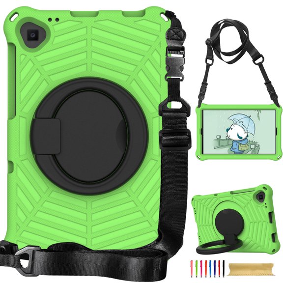 Kids Case for Lenovo Tab M10 Plus 10.3" 2020 TB-X606F with Pencil Holder/Multi-Function Kickstand-Handle/Shoulder Strap, Protection Duty Shockproof Silicone Cover for Tab M10 Plus - Green