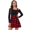 thumbnail image 1 of INSPIRE CHIC Faldas Con Tirantes De Cintura Alta Para Mujer Con Cordones Y Minifalda Con Tirantes Cuadros Rojos S, 1 of 5