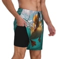 thumbnail image 3 of Picia Underwater Swimming Duck pattern Mens Swim Trunks with Compression Liner Stretch Beach Shorts Quick Dry with Zipper Pockets No-Chafing Board Shorts-3X-Large, 3 of 9